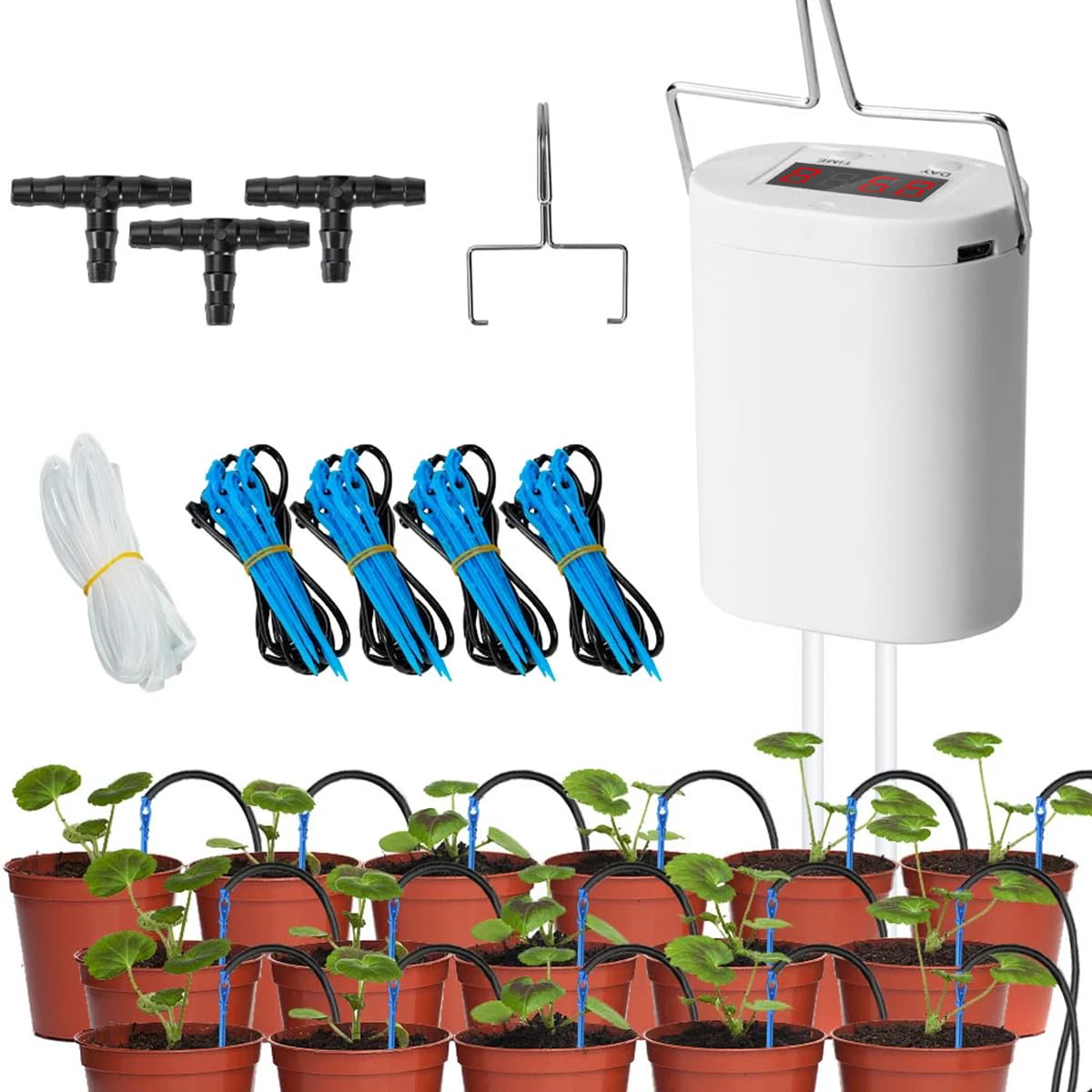 Serplex Automatic Watering System Kit for 16 Potted Plants Mini USB Rechargeable Drip Irrigation System with LED Digital Programmable Water Timer Smart Indoor Irrigation System with Accessories Serplex Automatic Watering System Kit for 16 Potted Plants Mini USB Rechargeable Drip Irrigation System with LED Digital Programmable Water Timer Smart Indoor Irrigation System with Accessories